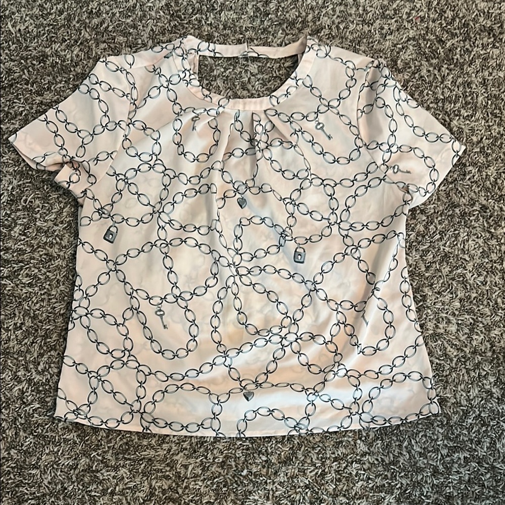 Banana Republic Pink Blouse with Chain print